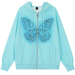 Y2K Embroidered Butterfly Hoodie