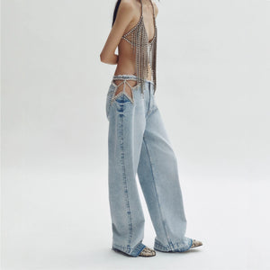 Y2K Embroidered Jeans Women