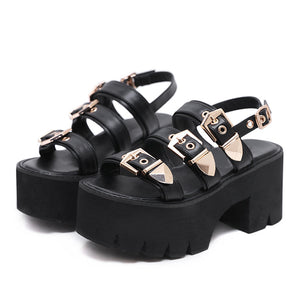 Y2K Gold Buckle Sandals Shoes
