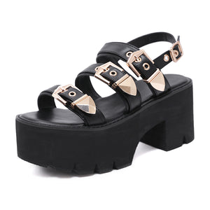 Y2K Gold Buckle Sandals Shoes