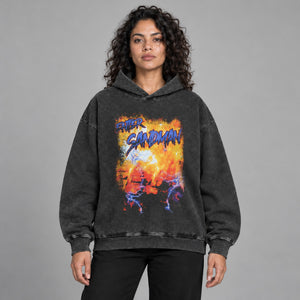 Y2K Graphic Black Hoodie – worn by a woman
