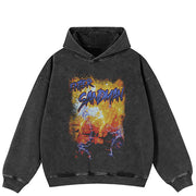 Sweat à capuche noir Y2K avec motifs graphiques