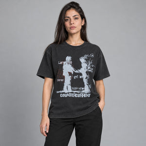 Y2K Graphic Shirt Black – worn by a woman