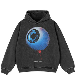 Y2k Hoodie Oversized Washed Black