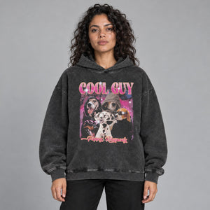 Y2K Hoodie with Dogs Graphic – worn by a woman