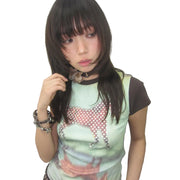 Y2K Pferde-Print T-Shirt Top
