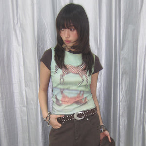 Y2k Horse Print T-shirt Tops