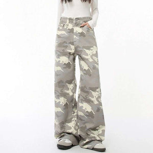 Y2K Jeans Camouflage Straight Bottom