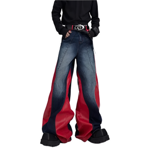 Y2k Jeans Patched PU Leather