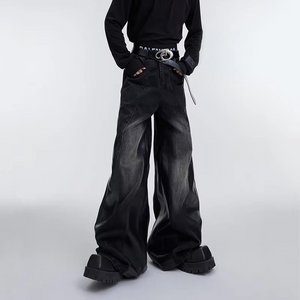 Y2k Jeans Patched PU Leather