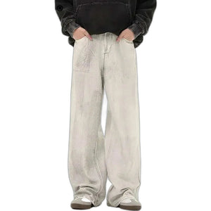 Y2K Jeans White Casual - product view on white background