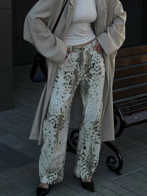Y2K Leopard Print Jeans Women's