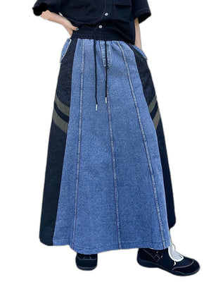 Y2K Long Denim Skirt - product view on white background
