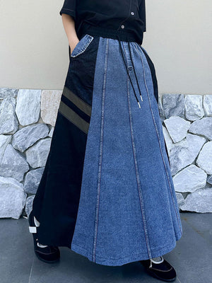 Y2K Long Denim Skirt