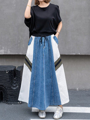 Y2K Long Denim Skirt