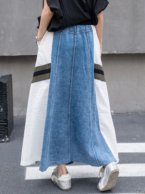 Y2K Long Denim Skirt