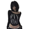 Y2k Long Sleeve Gothic Black Tops