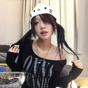 Y2k Long Sleeve Gothic Black Tops
