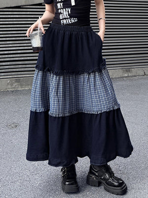 Y2K Patchwork Denim Skirt
