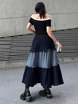 Y2K Patchwork Denim Skirt