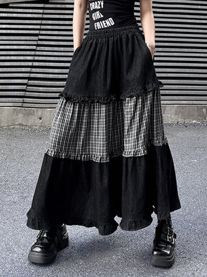 Y2K Patchwork Denim Skirt