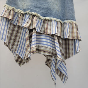 Y2K Patchwork Skirt Striped