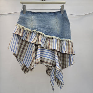 Y2K Patchwork Skirt Striped