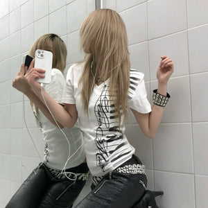 Y2k Piano Key Print Top