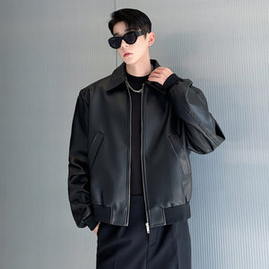 Y2K PU Leather Jacket Men