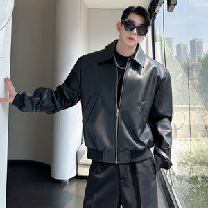 Y2K PU Leather Jacket Men