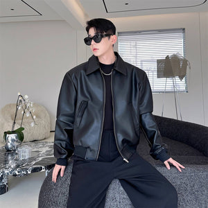Y2K PU Leather Jacket Men