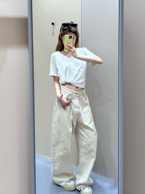 Y2K PU Leather Patchwork Jeans Women's