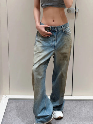 Y2K PU Leather Patchwork Jeans Women's