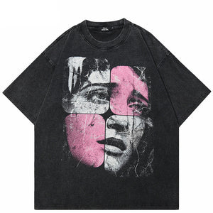 Y2K Puzzle Face Graphic Tee