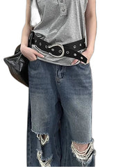 Y2K Ripped-Hole-Jeans Damen