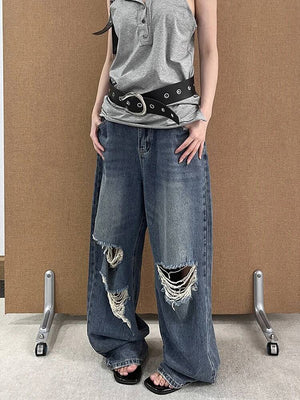 Y2K Ripped Hole Jeans Women's