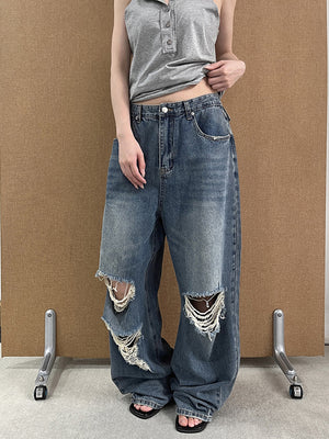 Y2K Ripped Hole Jeans Women's