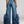 Y2K Ruffle Hem Blue Jeans Women's