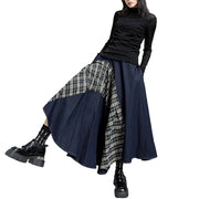 Y2K Set aus Rollkragen-Top und Patchwork-Karorock