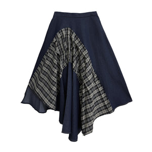 Y2K Set Turtleneck Top and Patchwork Plaid Skirt