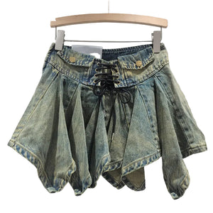 Y2K Short Denim Skirt Pleated