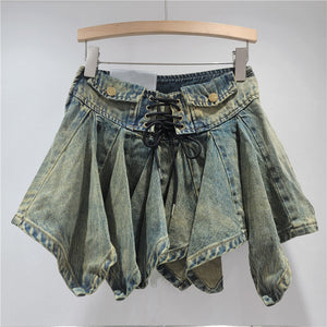 Y2K Short Denim Skirt Pleated