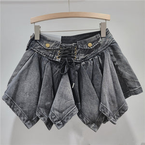 Y2K Short Denim Skirt Pleated