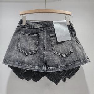 Y2K Short Denim Skirt Pleated