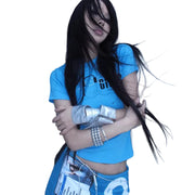 Crop Tops Y2k Manga Corta