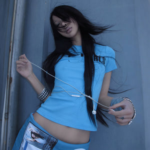 Y2k Short Sleeve Crop Tops