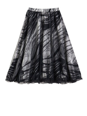 Y2K Skirt Black Dot Printed