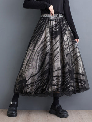 Y2K Skirt Black Dot Printed