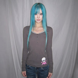 Y2k Skull Print Streetwear Top