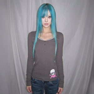 Y2k Skull Print Streetwear Top
